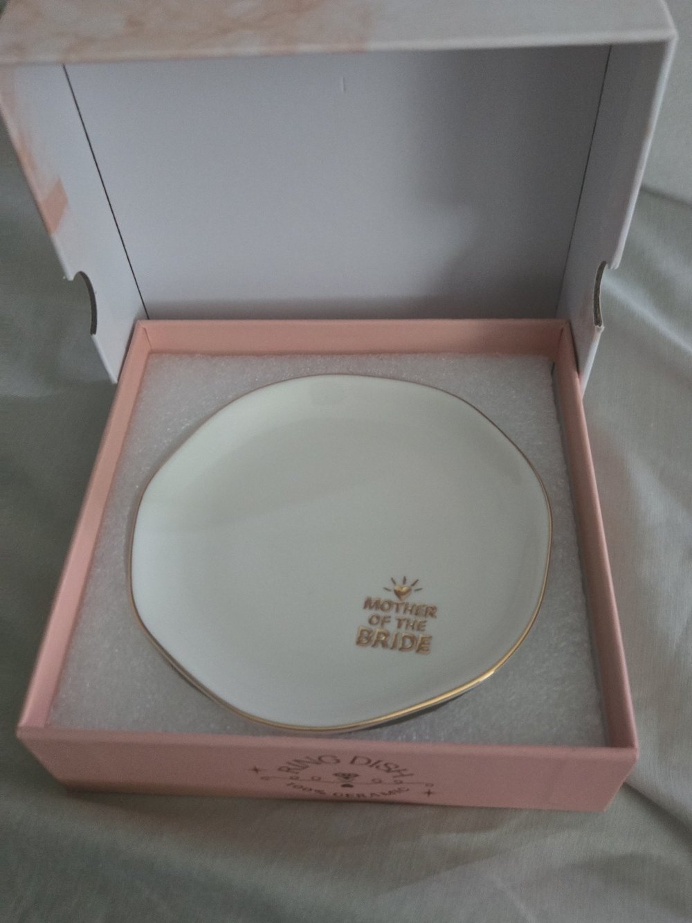 Mother of the Bride White & Gold Keepsake Dish